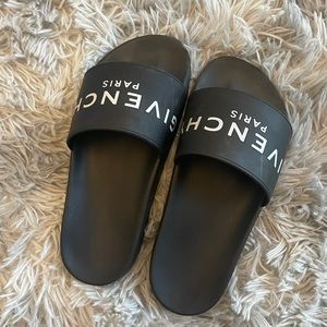 Givenchy Black and White Rubber Slides